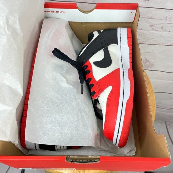 Nike Dunk Low EBM NBA 75 Anniversary Chicago Chile‎ Red (GS) DO6288-100 Size 6Y - Picture 9 of 11